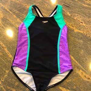 Black purple and turquoise speedo bathing suit new